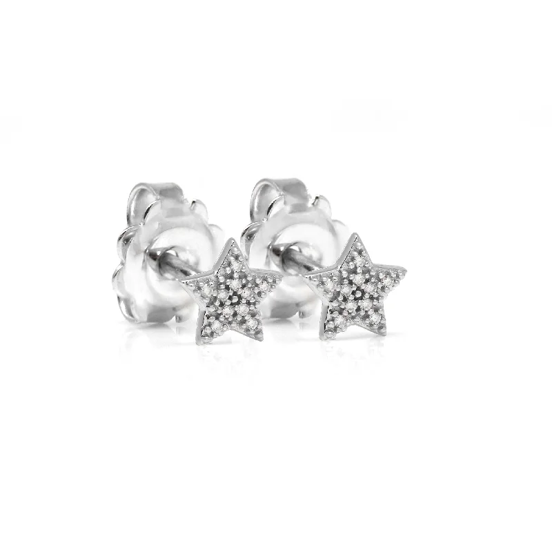 Hoop earrings with removable pendants for a versatile and customizable accessory-Limited Edition White Gold Star Earrings - 9ct