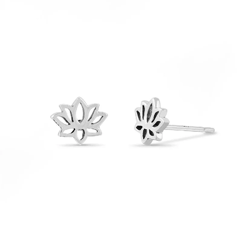 Best hoop earrings with satin ribbons for a soft, feminine appearance-Mini Lotus Studs