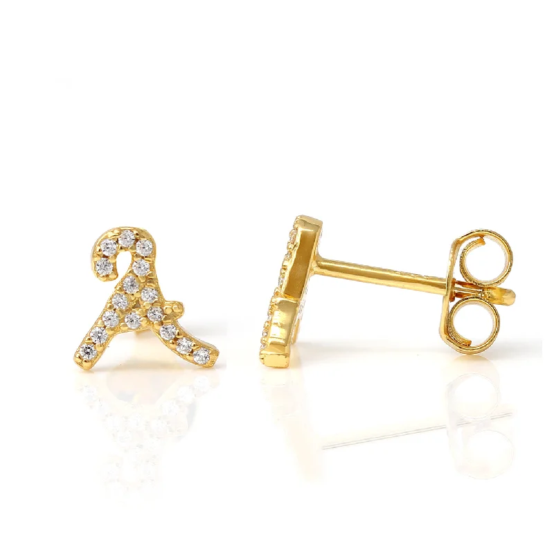 Medium hoop earrings for an everyday look with the perfect balance of style-Luxe CZ Initial Earrings - Yellow Gold