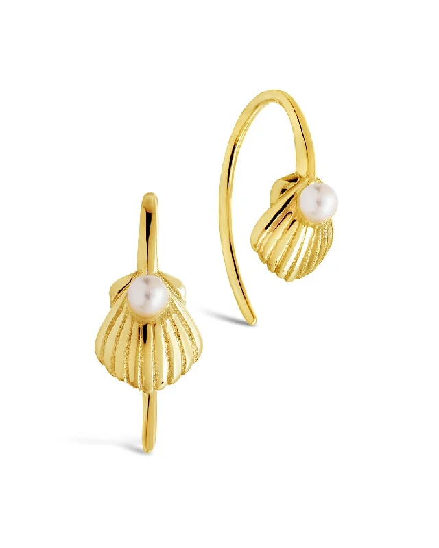 Hoop earrings with pearl accents for a chic and classic style-Marjorie Pearl Shell Threader Earrings