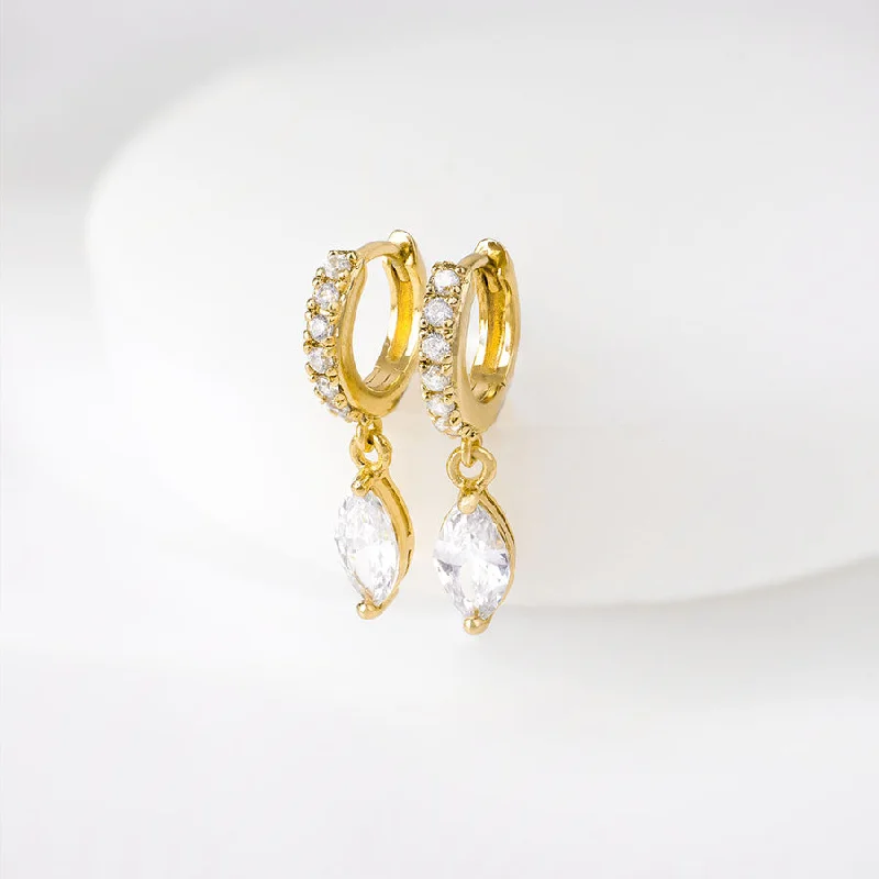 Best hoop earrings with snake-inspired designs for an edgy and fierce vibe-Marquise Gold Baby Huggie Earrings