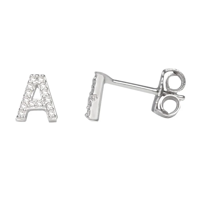 Hoop earrings with polished metal for a shiny and high-quality finish-Me And Mine Dainty Initial Earring Pair - Sterling Silver