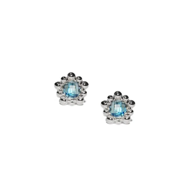 Best hoop earrings with matte finish for a sophisticated, understated design-Micro Dew Drop Studs - Swiss Blue Topaz & Silver