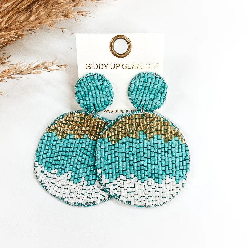 Best hoop earrings with tribal designs for a cultural and exotic aesthetic-Ombre Circle Drop Post Earrings in Turquoise