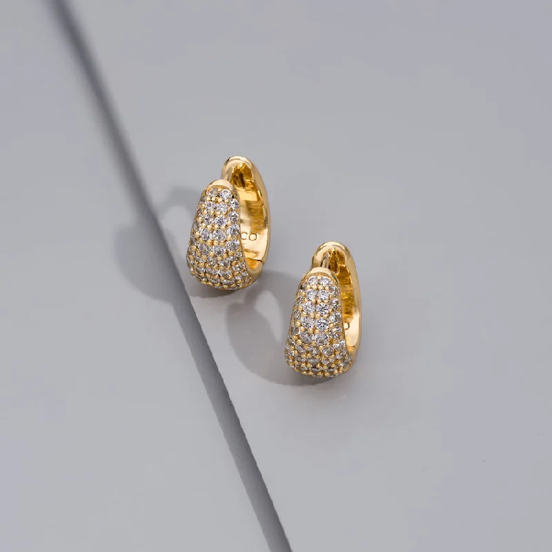 Hoop earrings with crescent moon shapes for a celestial and mystical appearance-Pave 14K Gold Vermeil 7mm Huggie Earrings