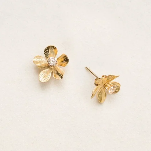 Best hoop earrings with gold-plated finishes for an affordable luxury vibe-Petite Plumeria Studs