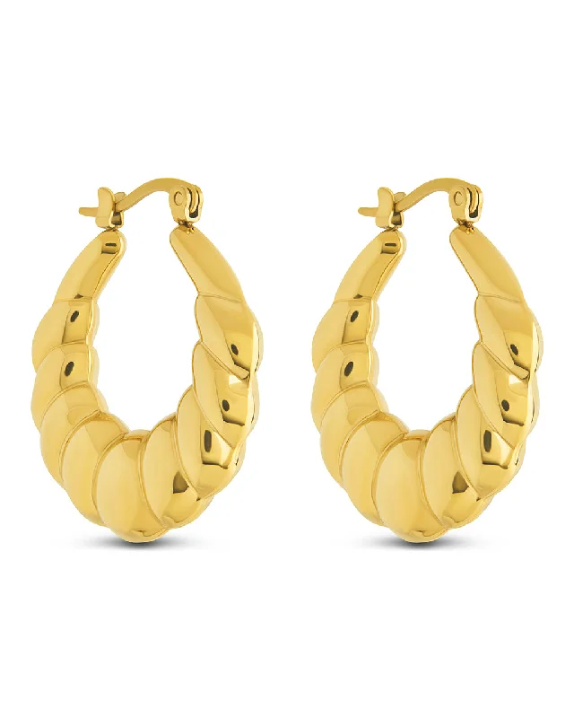 Best hoop earrings with geometric pendants for a modern, chic appeal-Piper Twisted Polished Hoop Earrings