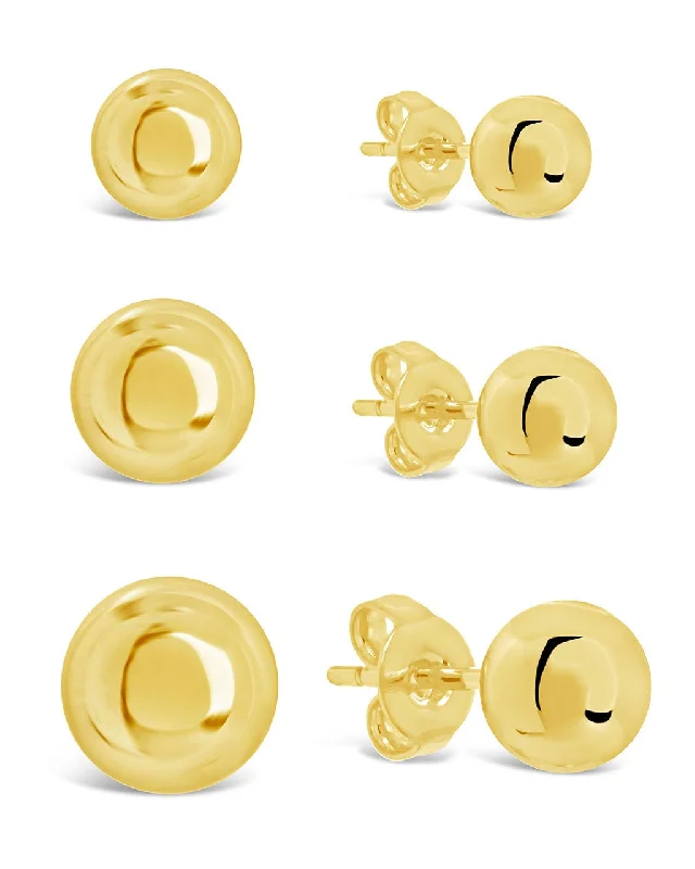 Best hoop earrings with angel wing accents for a spiritual and meaningful design-Polished Sphere Stud Earring Set of 3