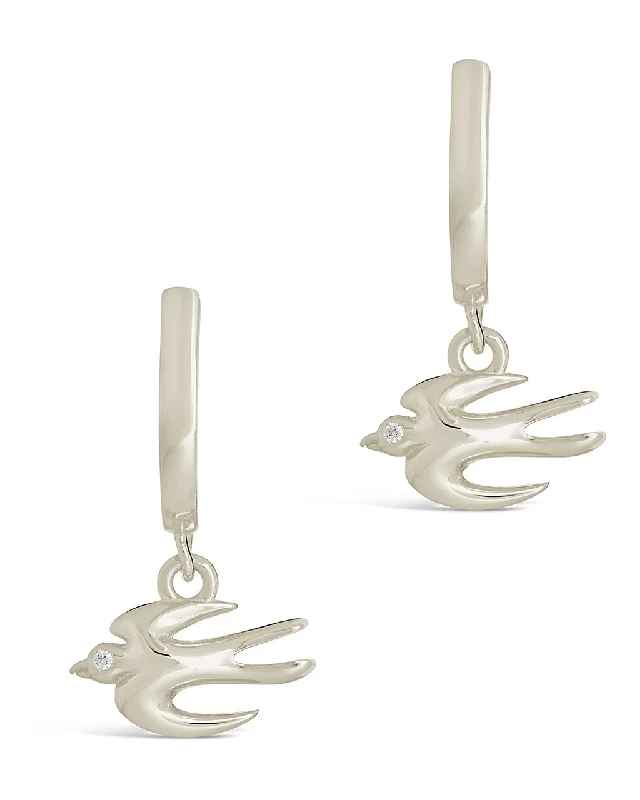 Hoop earrings with gold accents for a warm, elegant statement piece-Sterling Silver Rhea CZ Charm Micro Hoop Earrings