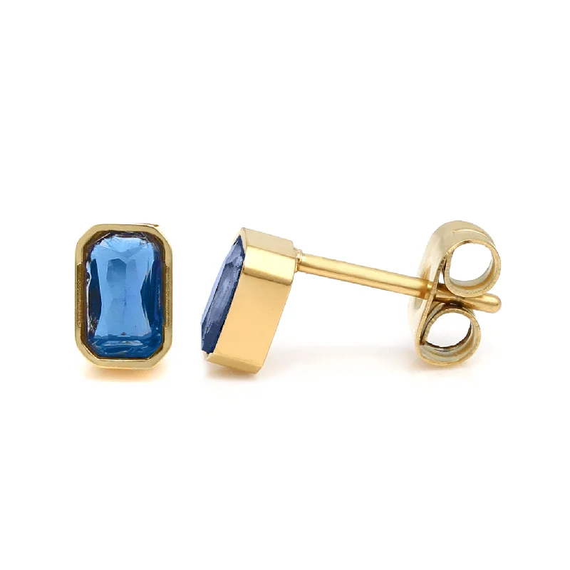 Best hoop earrings with satin ribbons for a soft, feminine appearance-September Sapphire Birthstone Earrings - Yellow Gold