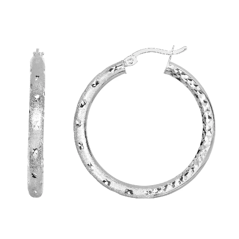 Best hoop earrings with baroque pearls for a luxurious and elegant vibe-Silver Star Medium Hoop Earring