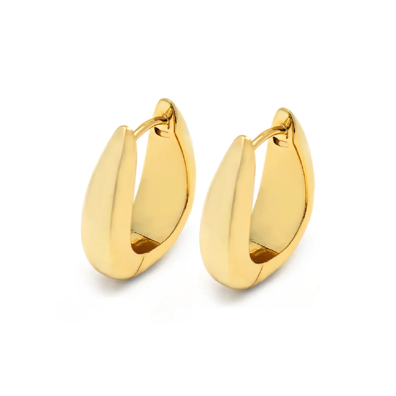 Hoop earrings with diamond-cut surfaces for added sparkle and shine-17.5mm Chunky Tear Drop Hoop Earrings - Yellow Gold