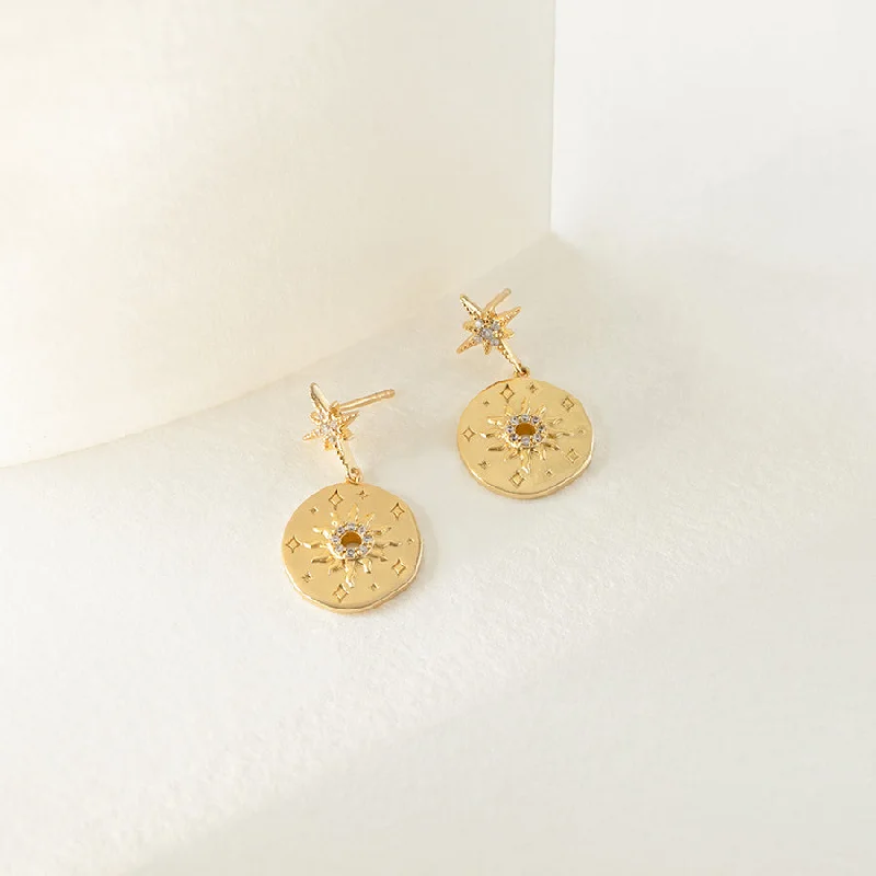 Hoop earrings with pearl accents for a chic and classic style-Solis Nova Gold Earrings