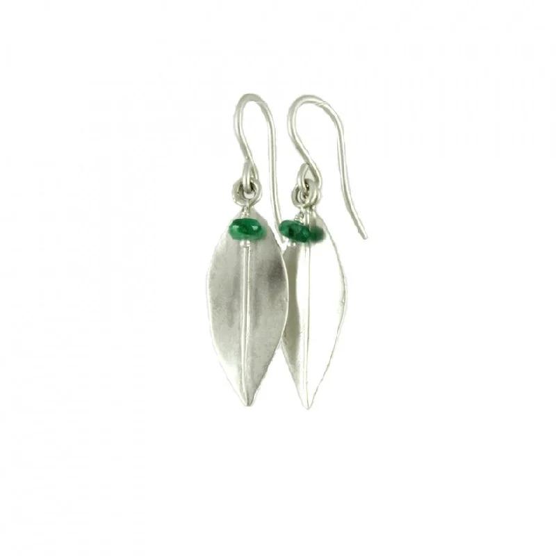 Best hoop earrings with braided leather for a rustic, stylish finish-Emerald Leaf Earring