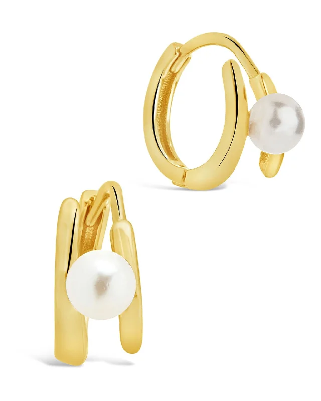 Best hoop earrings with smooth ceramic finishes for a polished, clean style-Sterling Silver Pearl Twist Hoop Earrings