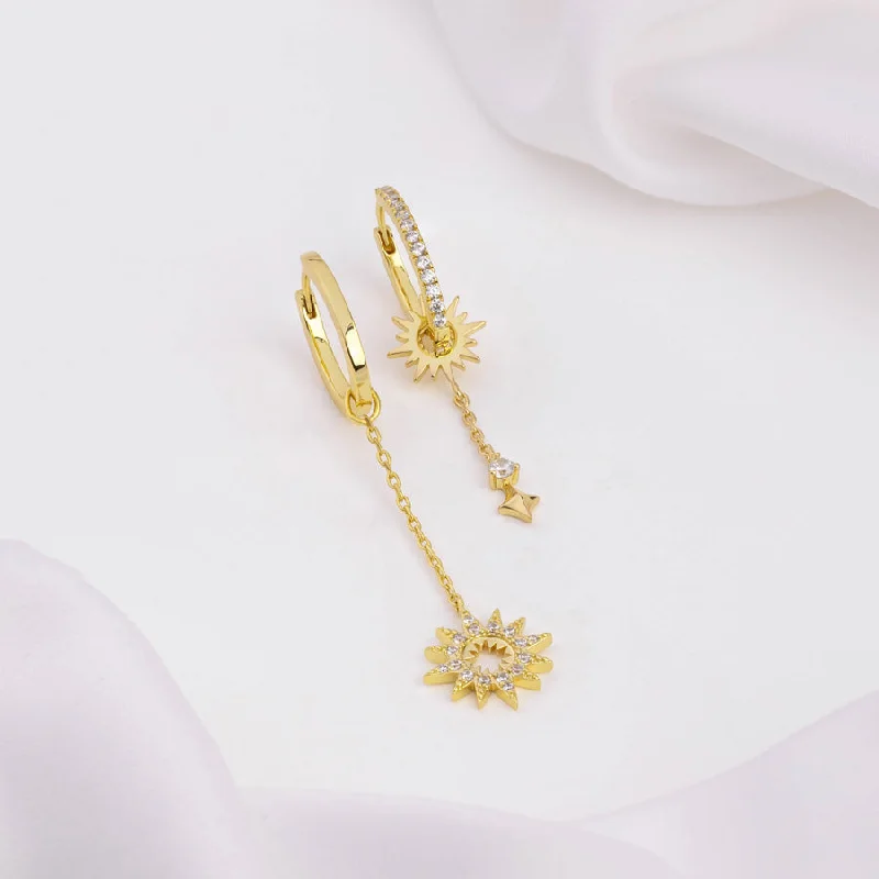 Best hoop earrings with crescent-shaped designs for a bold, moon-inspired style-Sunlit Drop Gold Earrings