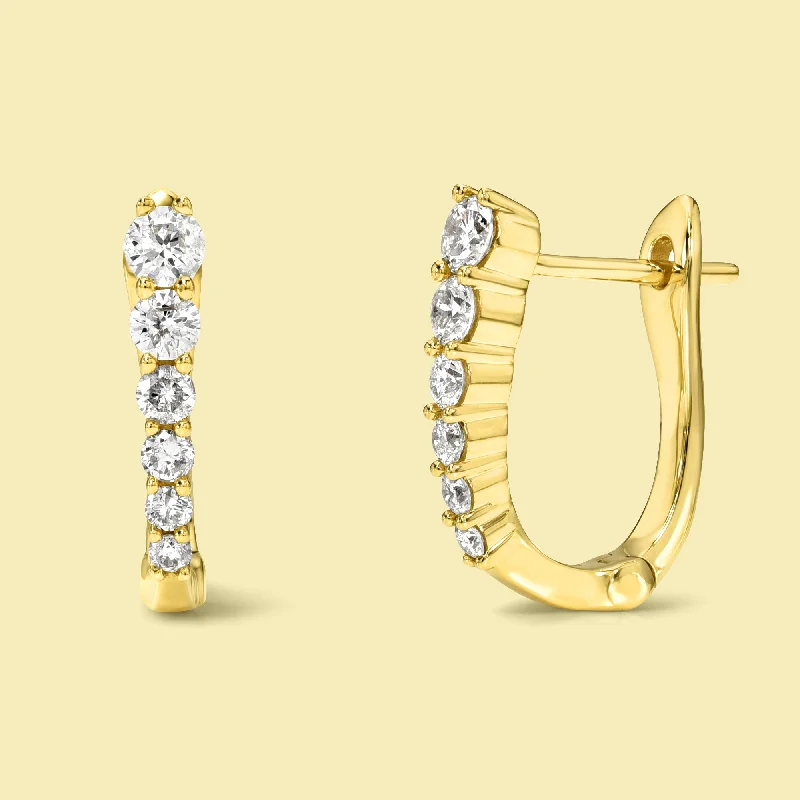 Best hoop earrings with rose gold for a romantic and warm aesthetic-The Audrey, Graduated Straight Huggie Diamond Earrings