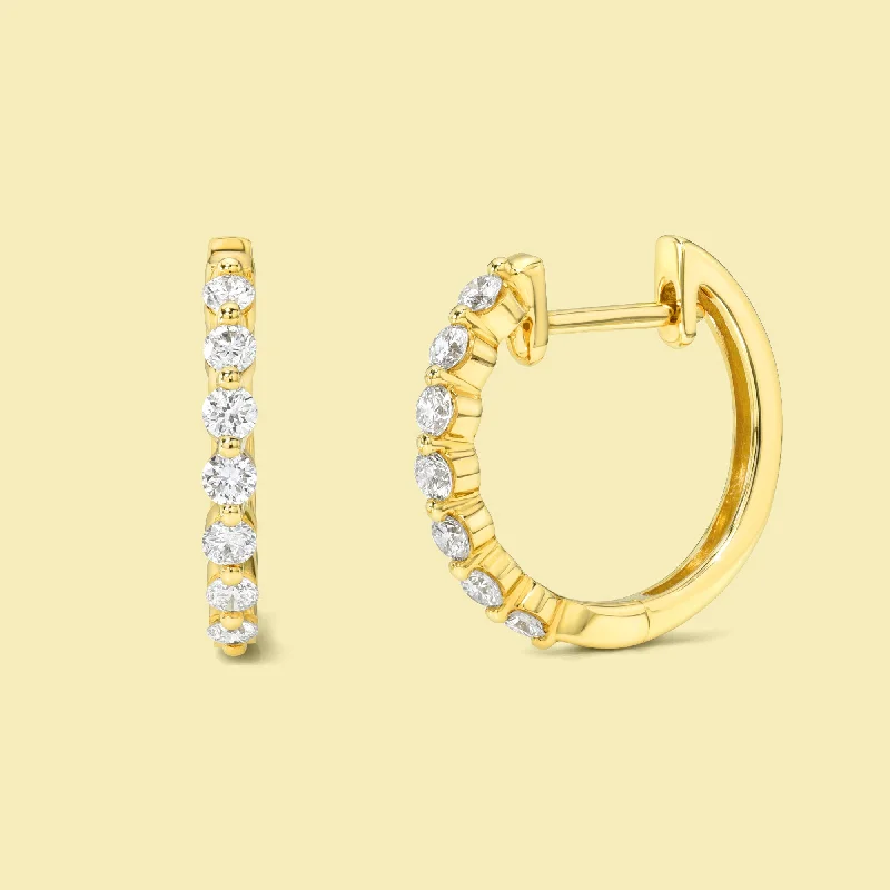 Best hoop earrings with cubic zirconia for a budget-friendly, dazzling look-The Luna, Floating Huggie Diamond Earrings