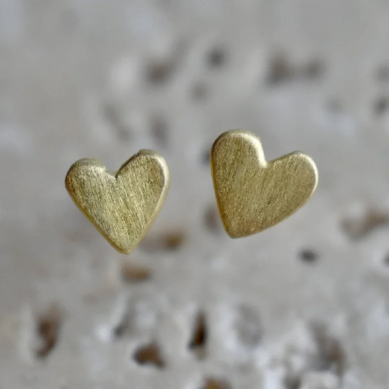 Hoop earrings with artistic filigree designs for an intricate, delicate finish-Tiny Gold Heart Studs