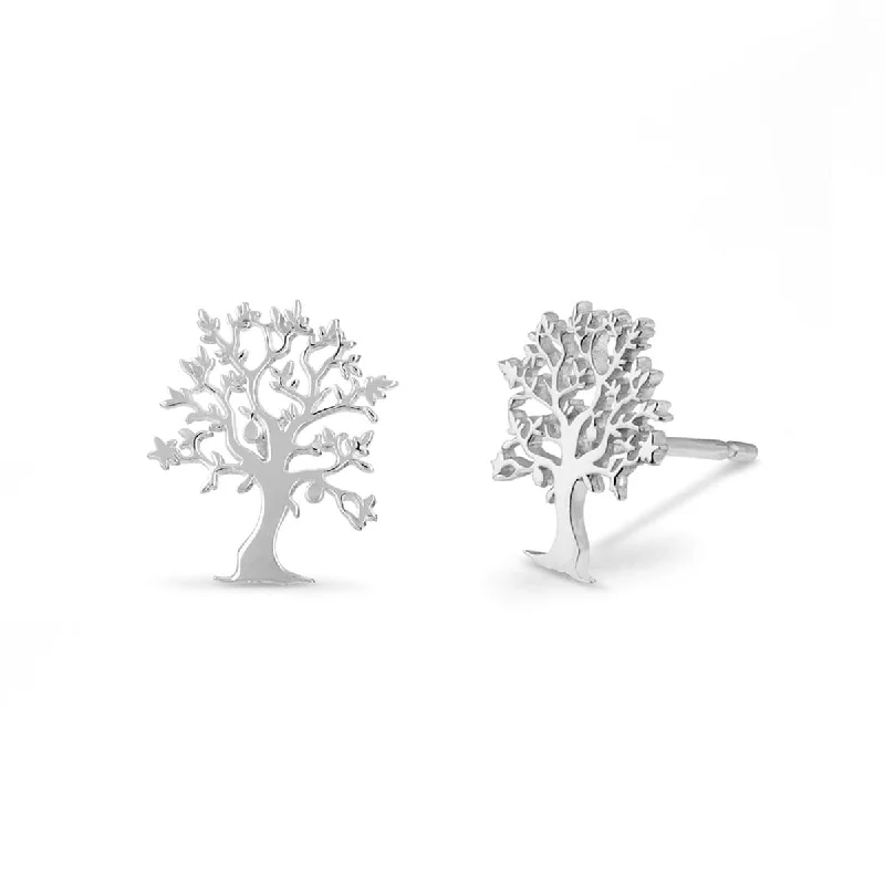 Best hoop earrings with geometric pendants for a modern, chic appeal-Tree of Life Studs