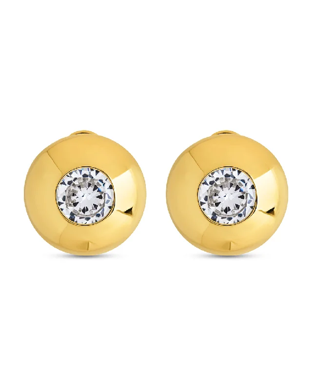 Hoop earrings with oversized pearl accents for a statement-making look-Zora CZ Dome Studs