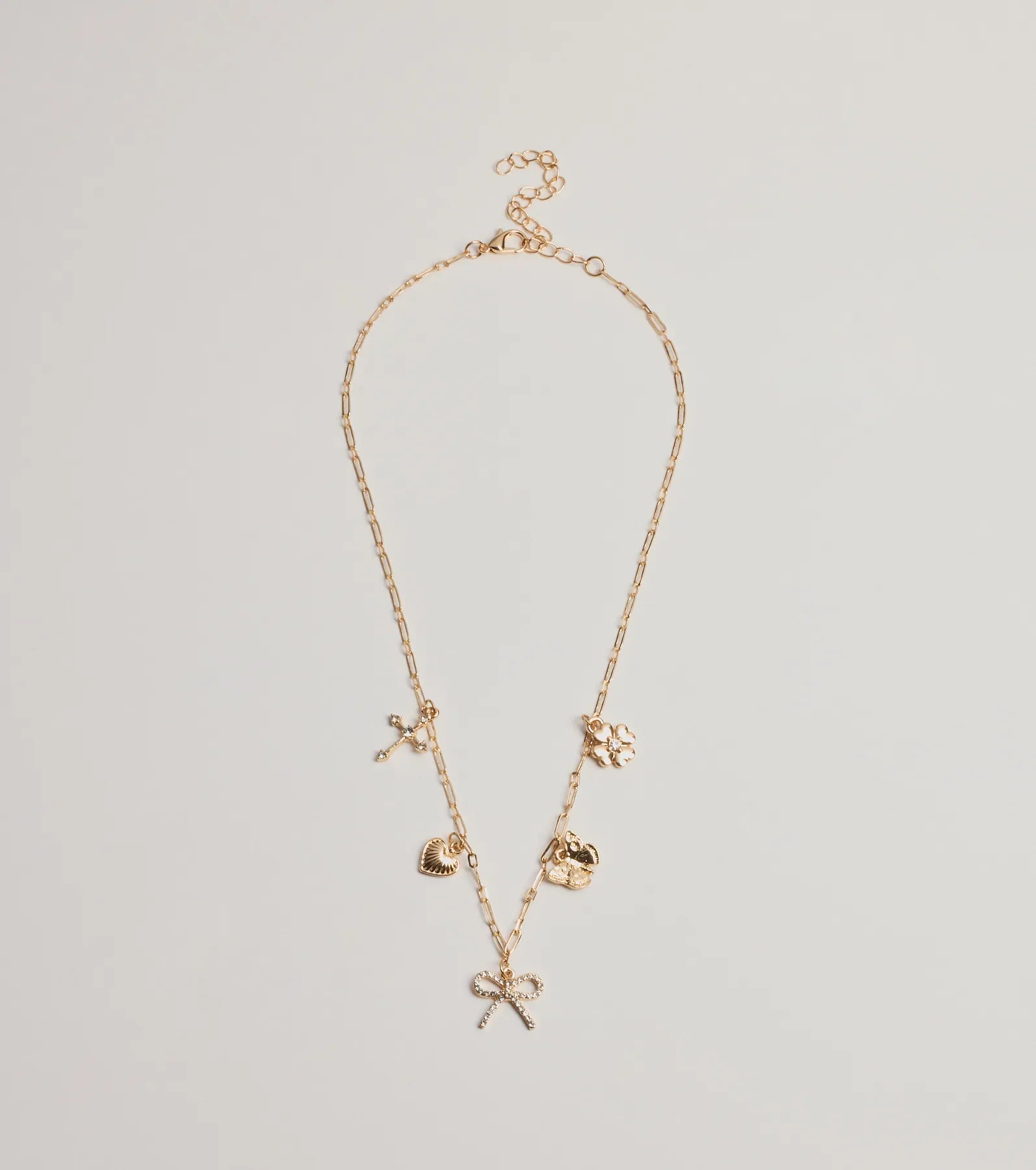 Beautiful necklaces and pendants with geometric shapes for a modern, artistic design-Adorably Glam Multi Charm Necklace