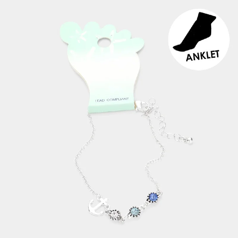 Necklaces and pendants with star-shaped designs for a whimsical, celestial touch-Wona Trading Anklet Triple Round Stone Charm Ankle