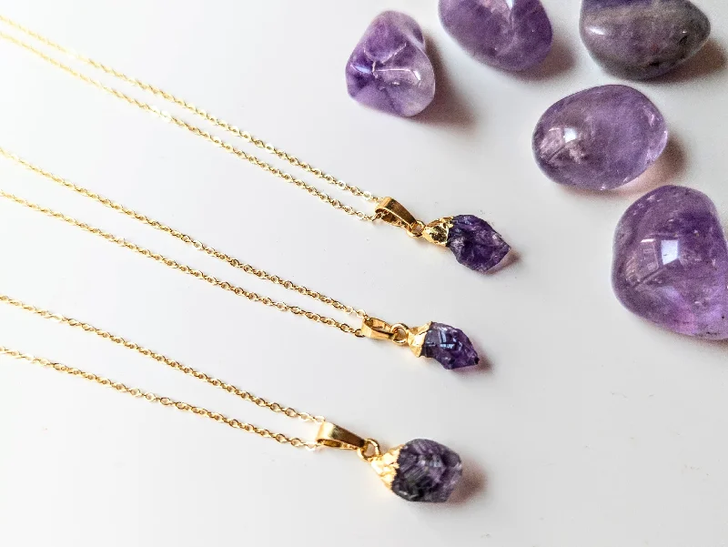 Best necklaces and pendants with emerald gemstones for a rich, sophisticated design-Dainty Amethyst Gold Dipped Pendant Necklace