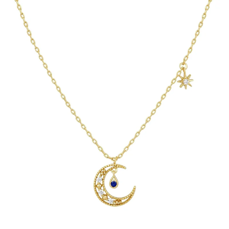 Best necklaces and pendants with oval pendants for a classic, elegant shape-Blue Moon Necklace - Gold