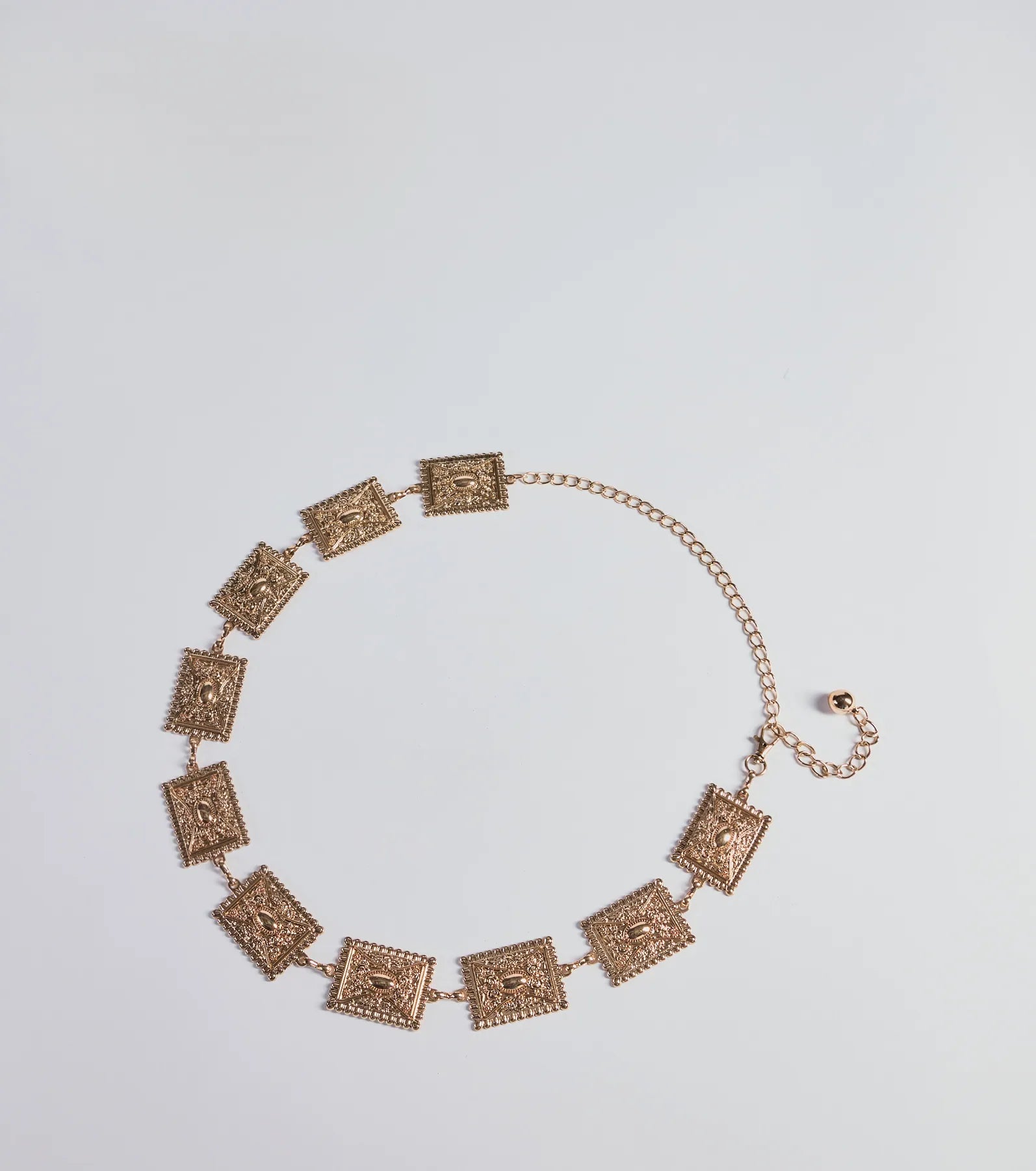 Elegant necklaces and pendants with gold chains for a chic, timeless appearance-Boho Vibe Etched Concho Chain Belt