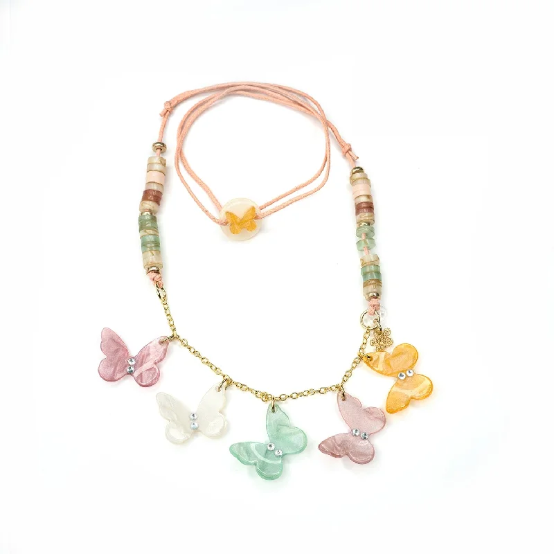 Simple necklaces and pendants with tiny charms for a delicate and casual vibe-Butterflies Pearlized Pastel Necklace