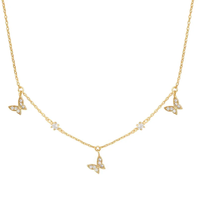 Unique necklaces and pendants with vintage-inspired designs for timeless appeal-Butterfly Trio Necklace - Gold