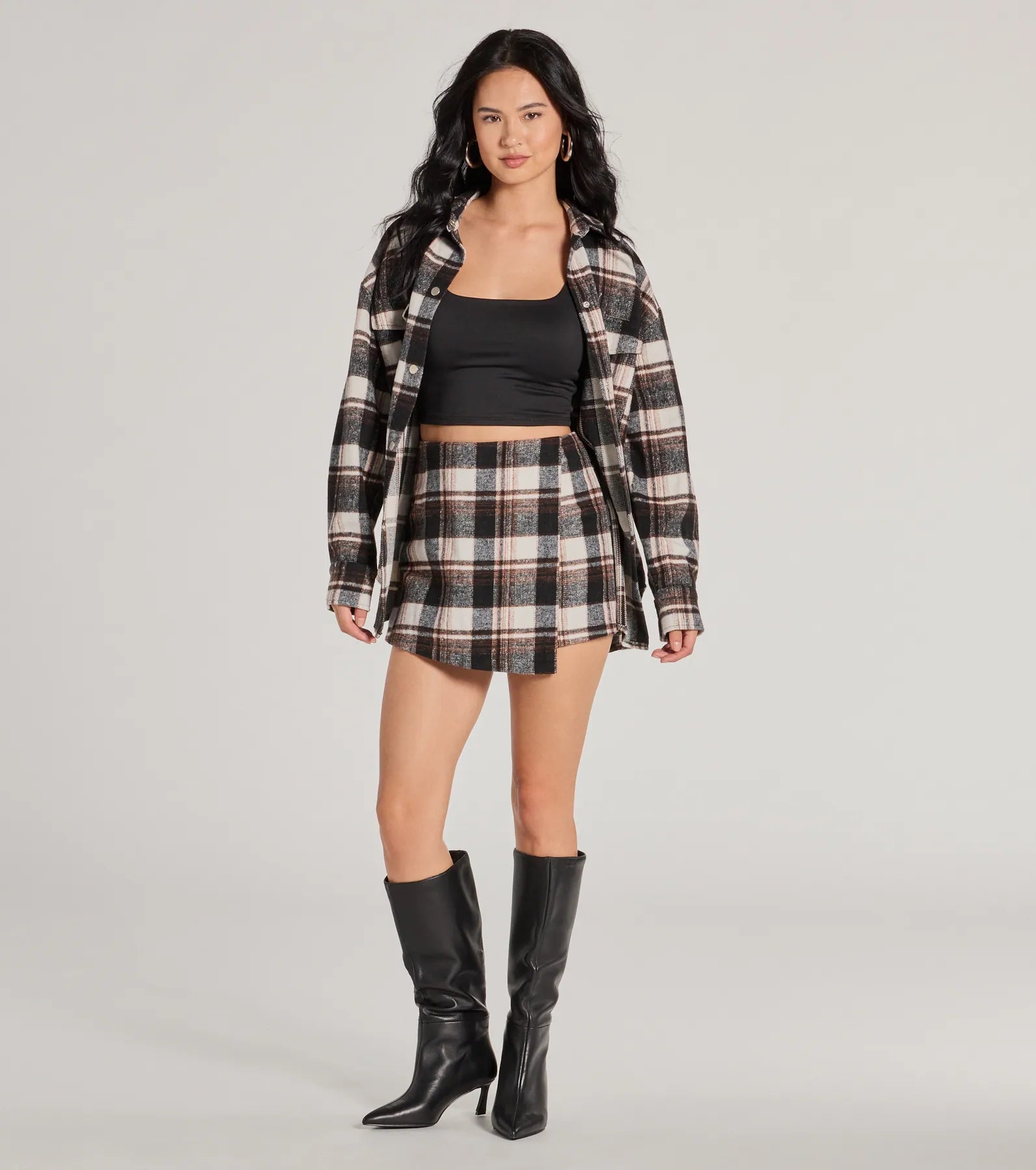 Necklaces and pendants with star-shaped designs for a whimsical, celestial touch-Classically Chic Plaid High Waist Wrap Skort