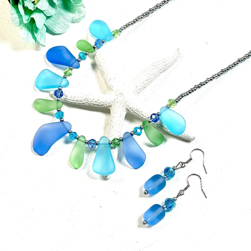 Best necklaces and pendants for everyday wear with minimalist designs-Devi Creations Necklace Set Necklace set in Aqua, Periwink