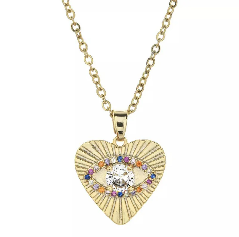 Best necklaces and pendants with butterfly pendants for a delicate, light style-Evil Eye Heart Necklace