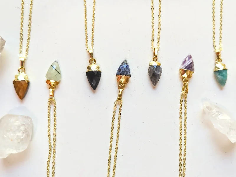 Best necklaces and pendants with cubic zirconia for a budget-friendly dazzling effect-Faceted Arrowhead Gold Necklace