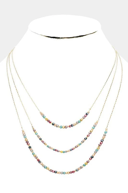 Best necklaces and pendants with opal gemstones for an iridescent glow-Wona Trading Necklace Triple Layered Bib Necklace