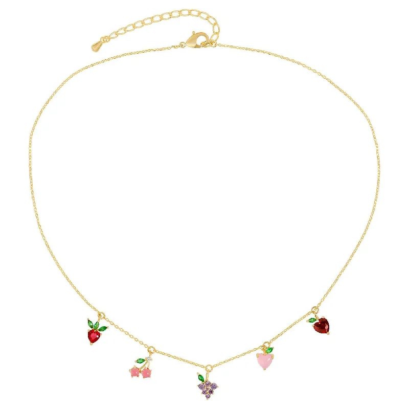 Necklaces and pendants with matching rings for a coordinated set of jewelry-Fruit Basket Choker - Gold