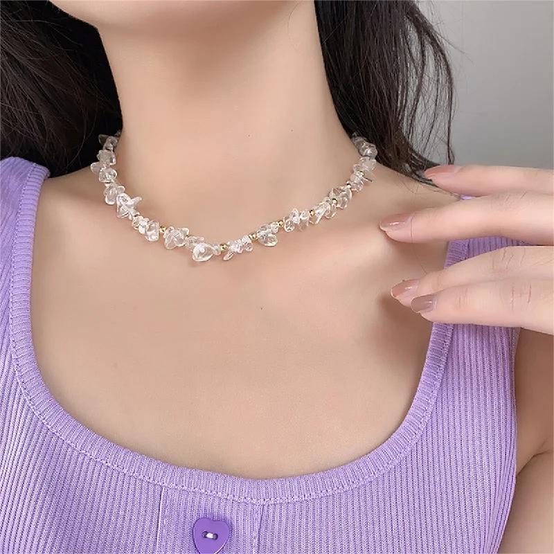 Beautiful necklaces and pendants with diamond-encrusted designs for maximum sparkle-Necklace Transparent Beads | Crystal Bead Necklace Jewelry