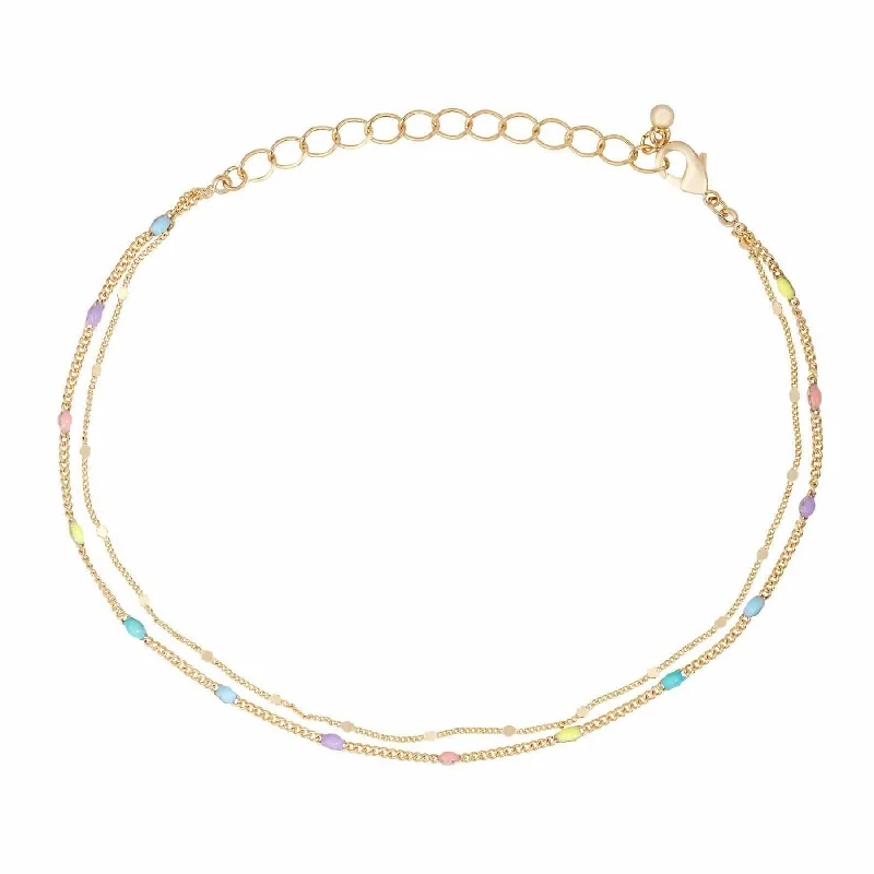 Elegant necklaces and pendants with diamond accents for added sparkle-Neon Sorbet Anklet - Gold