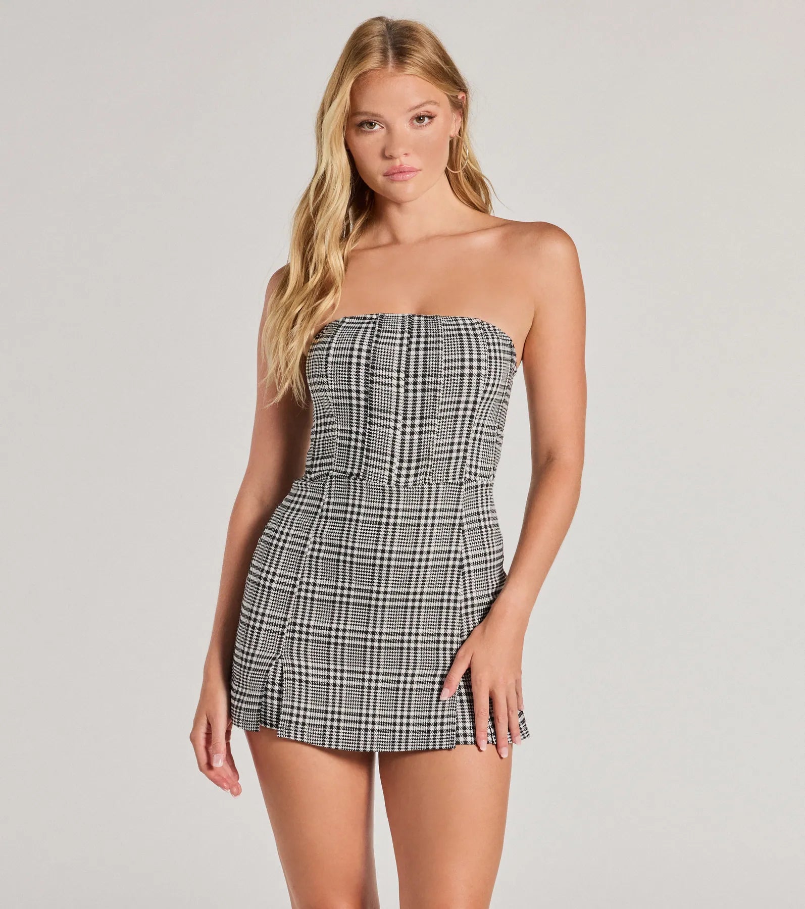 Best necklaces and pendants with statement designs for a fashionable accessory-Plaid Moment Sleeveless Knit Romper