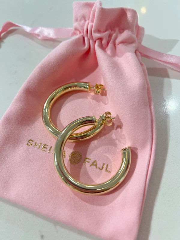 Stunning necklaces and pendants with ruby gemstones for a luxurious red hue-Shiny Chantal Hoops by Sheila Fajl