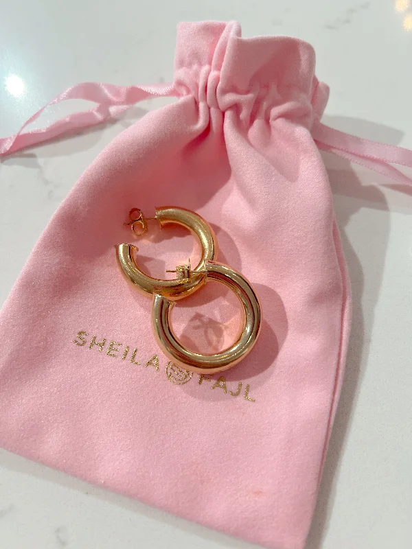 Elegant necklaces and pendants with diamond accents for added sparkle-Small Shiny Champagne Chantal Hoops by Sheila Fajl