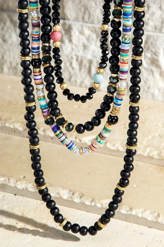 Elegant necklaces and pendants with onyx stones for a sleek, polished look-Urbanista Necklace Necklace 4 Rows Beads