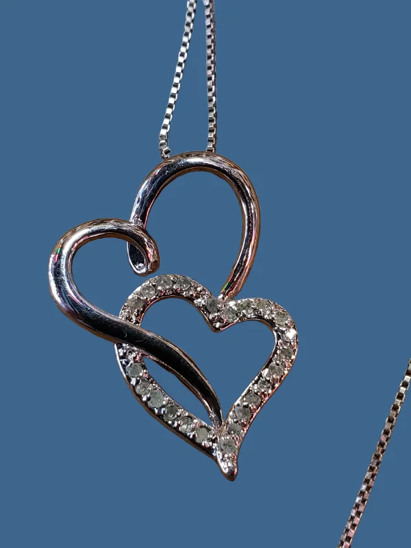 Elegant necklaces and pendants with diamond accents for added sparkle-Sterling Double Heart necklace