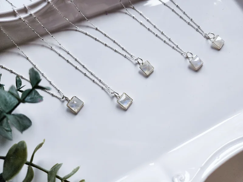 Necklaces and pendants with pearls for a classic and sophisticated touch-Dainty Sterling Silver Pyramid Pendant Necklace