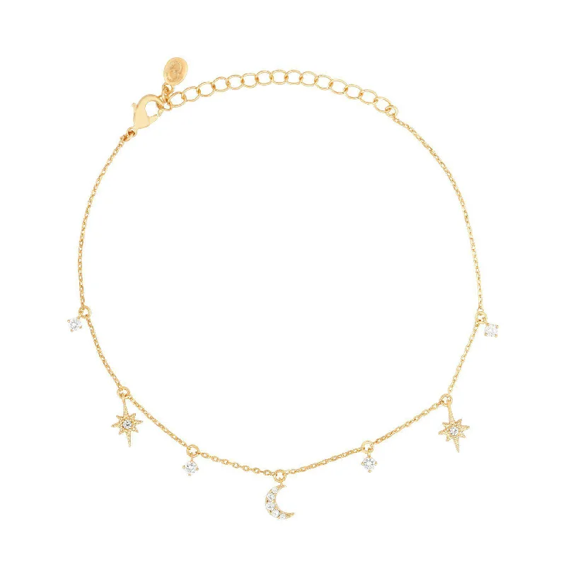 Best necklaces and pendants with art deco elements for a vintage, glamorous design-Supernova Charm Anklet - Gold