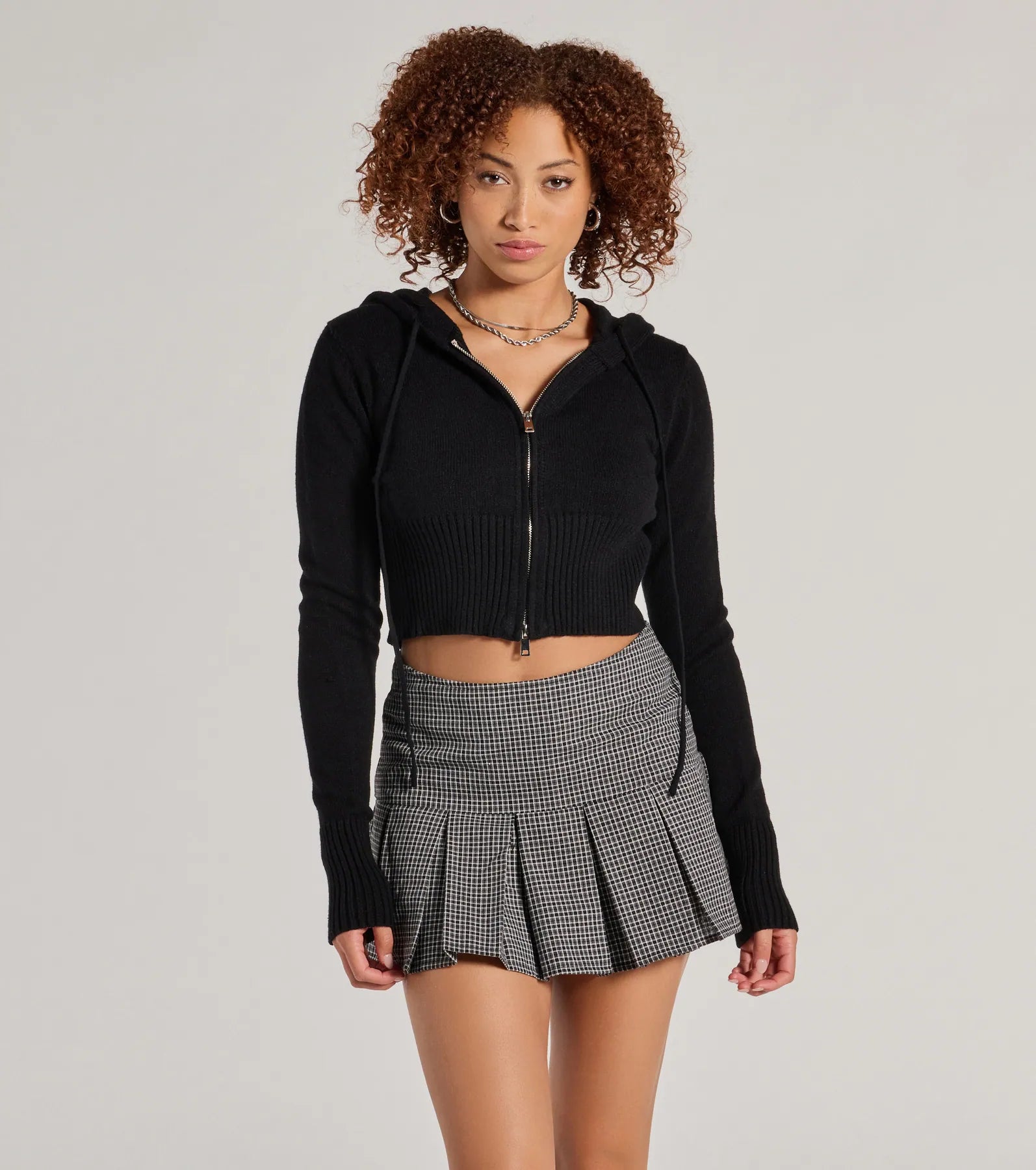 Elegant necklaces and pendants with onyx stones for a sleek, polished look-Trend Factor Plaid Drop Waist Skater Skort