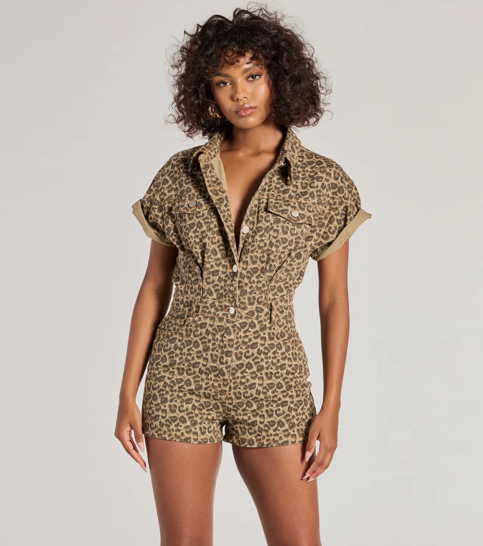 Elegant necklaces and pendants with onyx stones for a sleek, polished look-Wild Heart Leopard Print Twill Romper