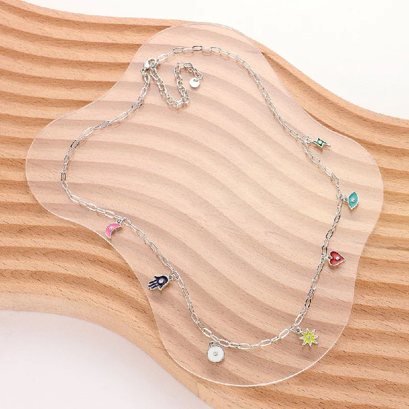 Best necklaces and pendants with gemstone clusters for a bold and colorful effect-Wona Trading Necklace Hand Evil Eye North Star Heart